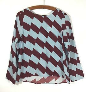 Compania Fantastica / Boat Neck Boutique Blouse Top Long Sleeve Blue / Size M
